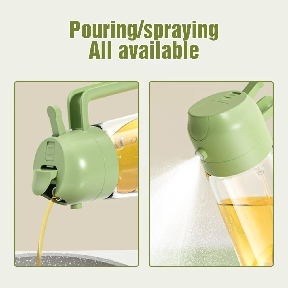 2 In 1 Glass Oil Sprayer & Dispenser, Oil Dispenser For Kitchen With Spray And Pour,Reusable Oil Spray Container And Pour Bottle,2 In 1 Olive Oil Dispenser Bottle For Kitchen (Green)